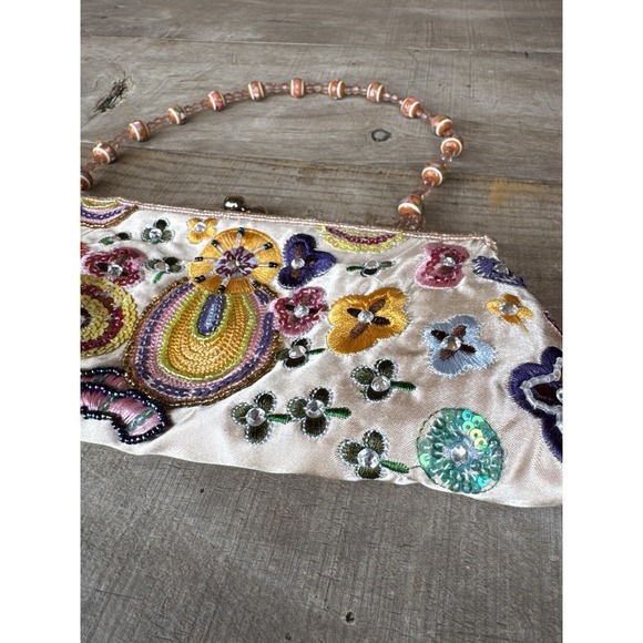 Vintage Chateau Jeweled And Sequin Purse Handbag Beaded Chain Handle Colorful - Picture 5 of 12